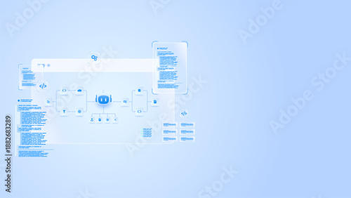 AI workflow automation artificial intelligence. ai agent network diagram dashboard machine learning processing system, coding and automation system.