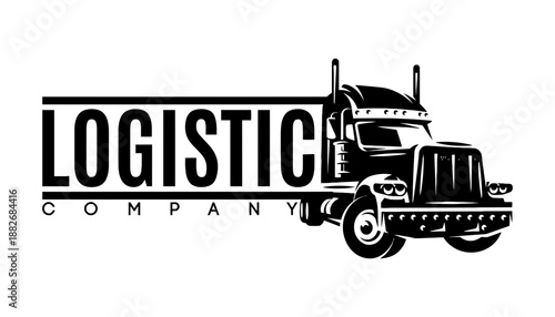 A black and white logo of a logistic company with a truck