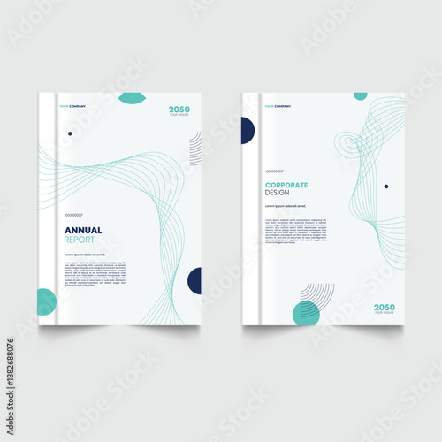 Modern line folding ribbon theme book cover template in gradient color. A4 size book cover template for annual report, magazine, booklet, proposal, portfolio, brochure, poster