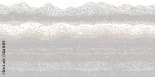 Abstract geological strata cross-section with layered sediment textures and subtle speckles in muted earth tones and cool grays creating a naturalistic horizontal background pattern