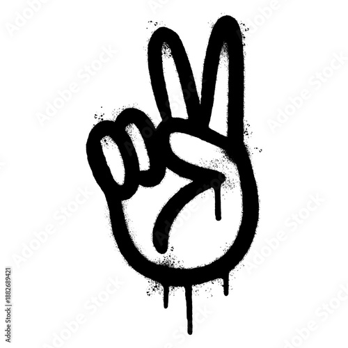 Graffiti Spray Paint Peace Sign Hand Gesture Illustration