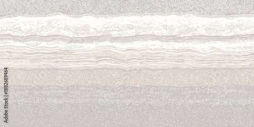 Abstract horizontal composition featuring layered wavy bands with fine linear textures and subtle pebble-like patterns in neutral shades