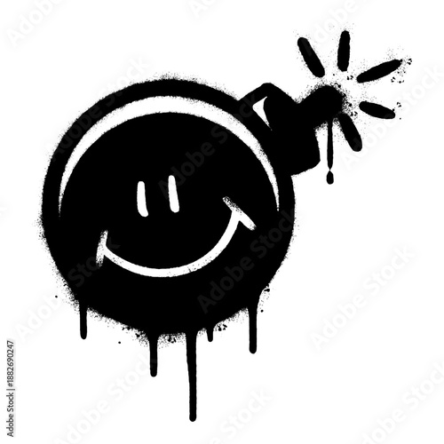 Graffiti Spray Paint Smiley Face Bomb Vector Illustration.