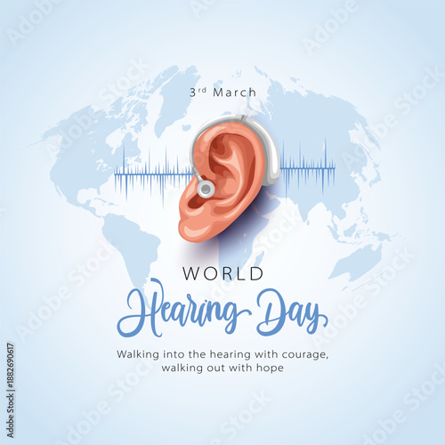 World Hearing Day, observed on 3rd March, highlights the importance of hearing health. abstract vector illustration design