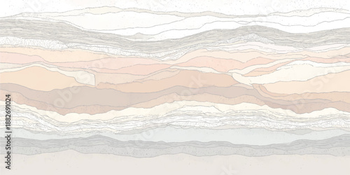 Softly hued geological strata layers with subtle wavy lines and organic textures creating a serene and natural abstract background