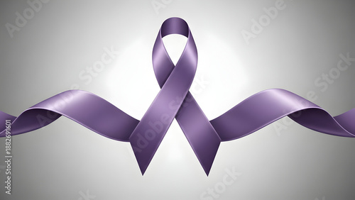 Purple awareness ribbon isolated on white background for cancer support