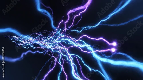 Abstract lightning background. Abstract flowing energy lines moving smoothly across a dark
