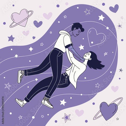 Valentine’s Day series—Cosmic Love Valentine Vector Poster
