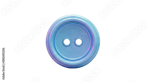 Blue button with two holes on white background