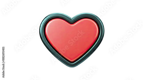 Red Heart with Black Border 3D Icon
