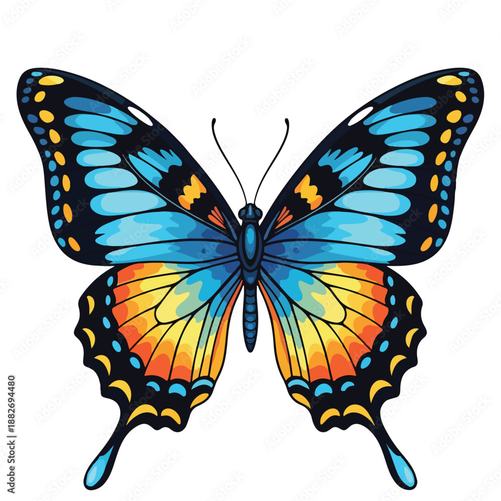 Obraz premium Vibrant Blue and Orange Swallowtail Butterfly Illustration