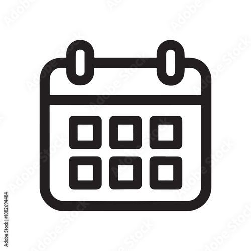 desktop calendar icon vector line art on white background