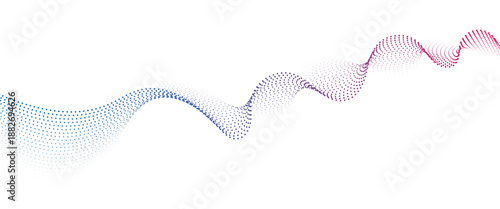 Flowing Dot Wave halftone gradient pattern on transparent background	