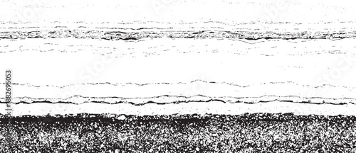 Abstract monochrome background featuring horizontal layers of varying textures from fine speckles to rough granular surfaces and smooth wavy lines