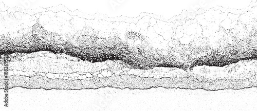 Detailed abstract texture resembling geological strata or cross-section of earth layers with varied granular and cracked patterns in monochrome