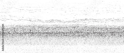Abstract monochrome textured background with distinct horizontal layers of granular and wavy line patterns suggesting geological cross-section