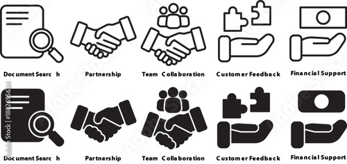 Business Operations Support and Collaboration Icon Set