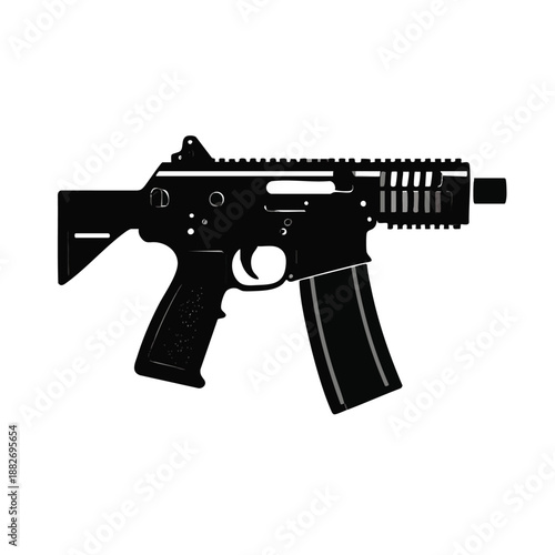 Black silhouette of a modern assault rifle