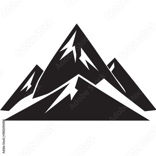 Black silhouette of mountain range on with snow