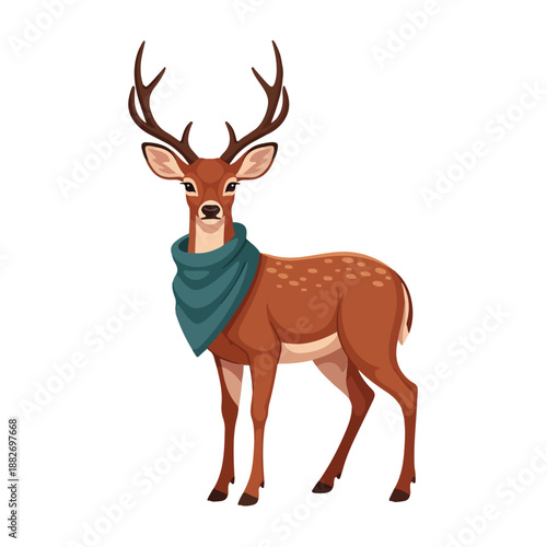 Majestic Standing Buck Deer Illustration