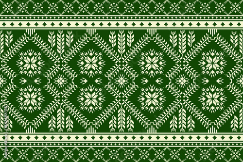 Geometric pixel art pattern. Abstract pixel art geometric ethnic pattern design for fabric, carpet, tile, rug, clothing, embroidery, needlepoint and background. Vector pixel art seamless motif ethnic
