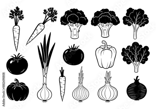 Minimalist Vegetable Illustrations - Ink Brush Style
