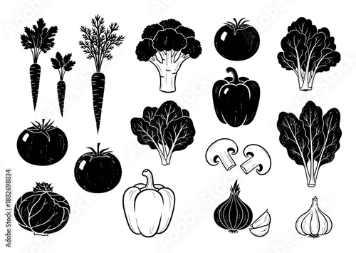 Minimalist Vegetable Illustrations - Ink Brush Style