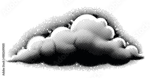 Halftone Cloud - Retro Blue Sky Vector