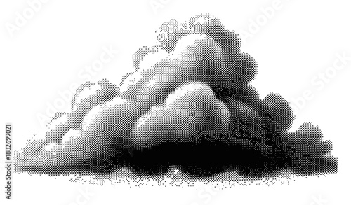 Halftone Cloud - Retro Blue Sky Vector