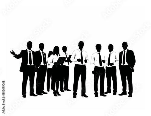 Business Team Meeting - Silhouette Vector Illustration