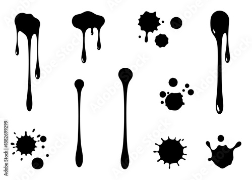 Blood Splatter Set - Realistic Drops & Spots, Vector Illustration