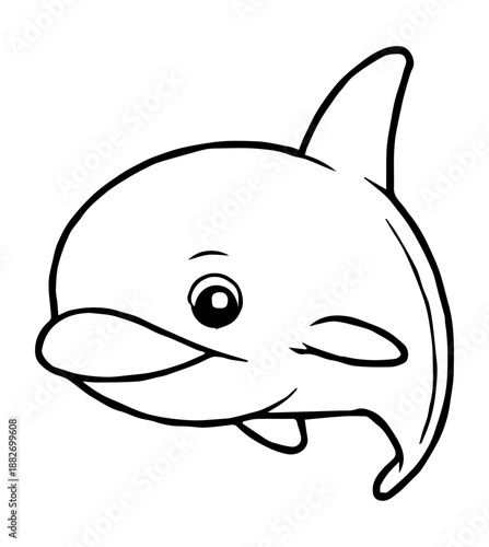 Cute Cartoon Dolphin Outline for Coloring