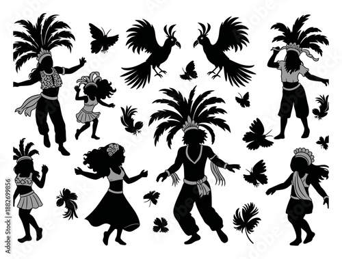 Brazilian Carnival Seamless Pattern - Doodle Vector