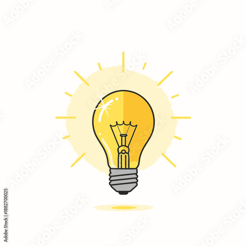 Light Bulb With Yellow Glow Effect.