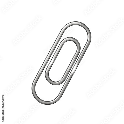 Metal paperclip office supply item.