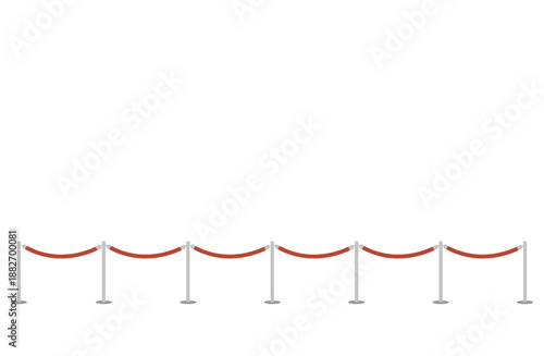 イベント会場やレジの行列整理に使う赤いロープパーテーションの背景イラスト素材