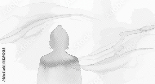 Gray silhouette of a person with abstract background