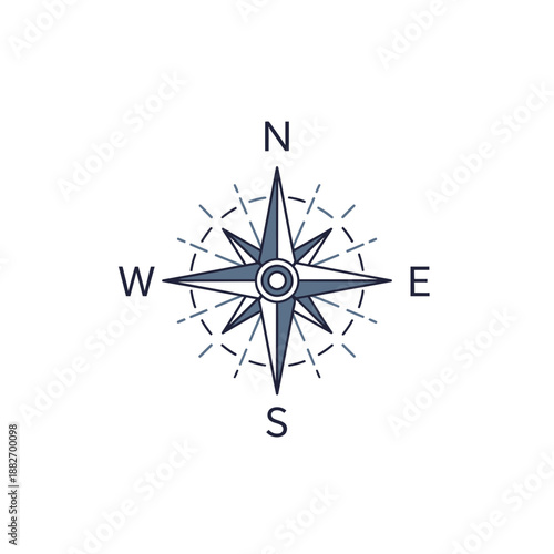 Navigation compass with directional arrows.