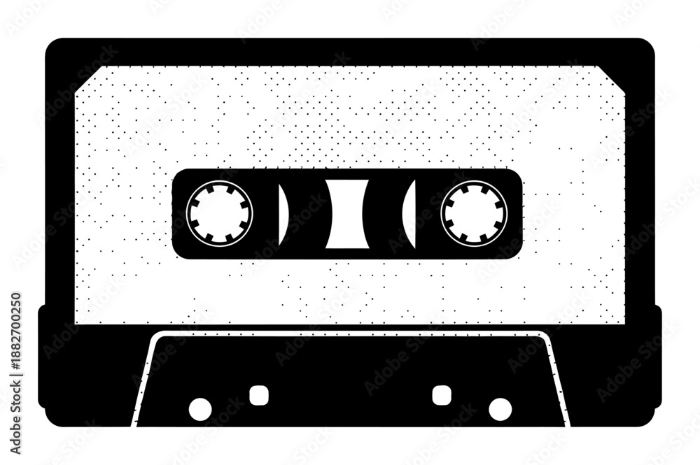 Fototapeta premium 90s Cassette Tape - Retro Halftone Vector
