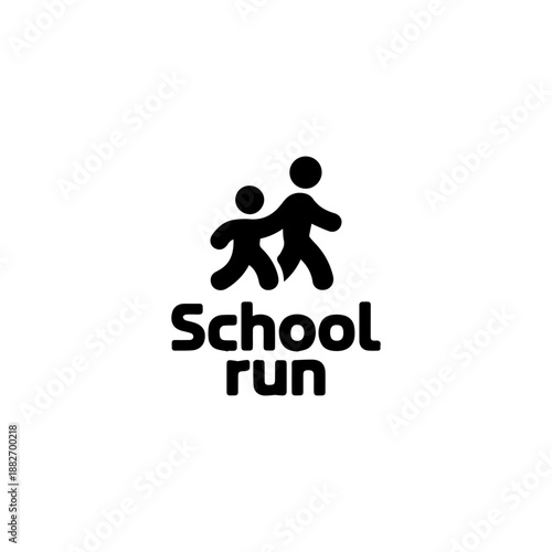 School run icon. Taking children to and from school in the car. illustration isolated on white background.