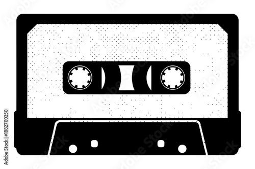90s Cassette Tape - Retro Halftone Vector