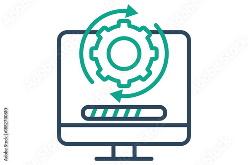 Software update icon. Line icon style. Icon related to IT support. Technology elements vector illustration