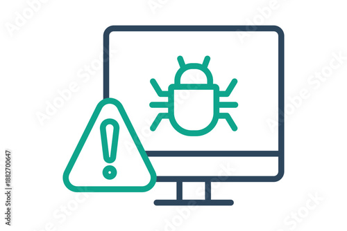 Computer bug icon. Line icon style. Icon related to IT support. Technology elements vector illustration