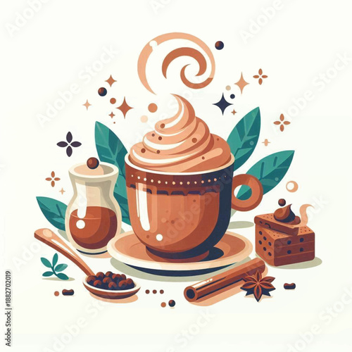 Cozy Coffee Break Whipped Cream Coffee Cinnamon  Spices