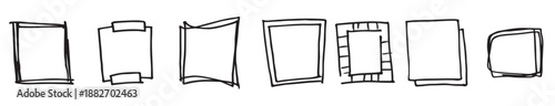 Collection of sketchy hand drawn frames and borders in various shapes and styles Vector illustration.