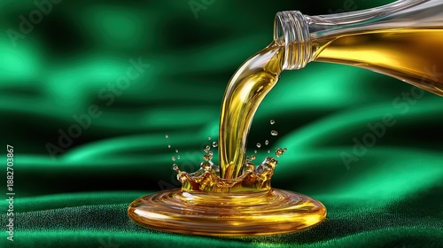 Wallpaper Mural Golden Liquid Splashing on Emerald Green Silk Fabric Torontodigital.ca