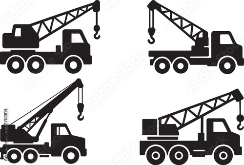 Mobile crane truck set for construction lifting engineering transport and industrial projects
