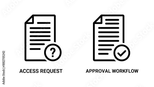 IT Security Access Request and Approval Workflow Icons for User Authorization and Data Permission
