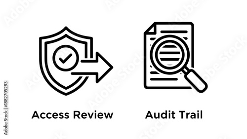 Cybersecurity Access Review and Audit Trail Documentation Icons for Compliance and Risk Management