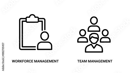 Workforce Management and Team Management Icons for Human Resources and Business Leadership Vector Art